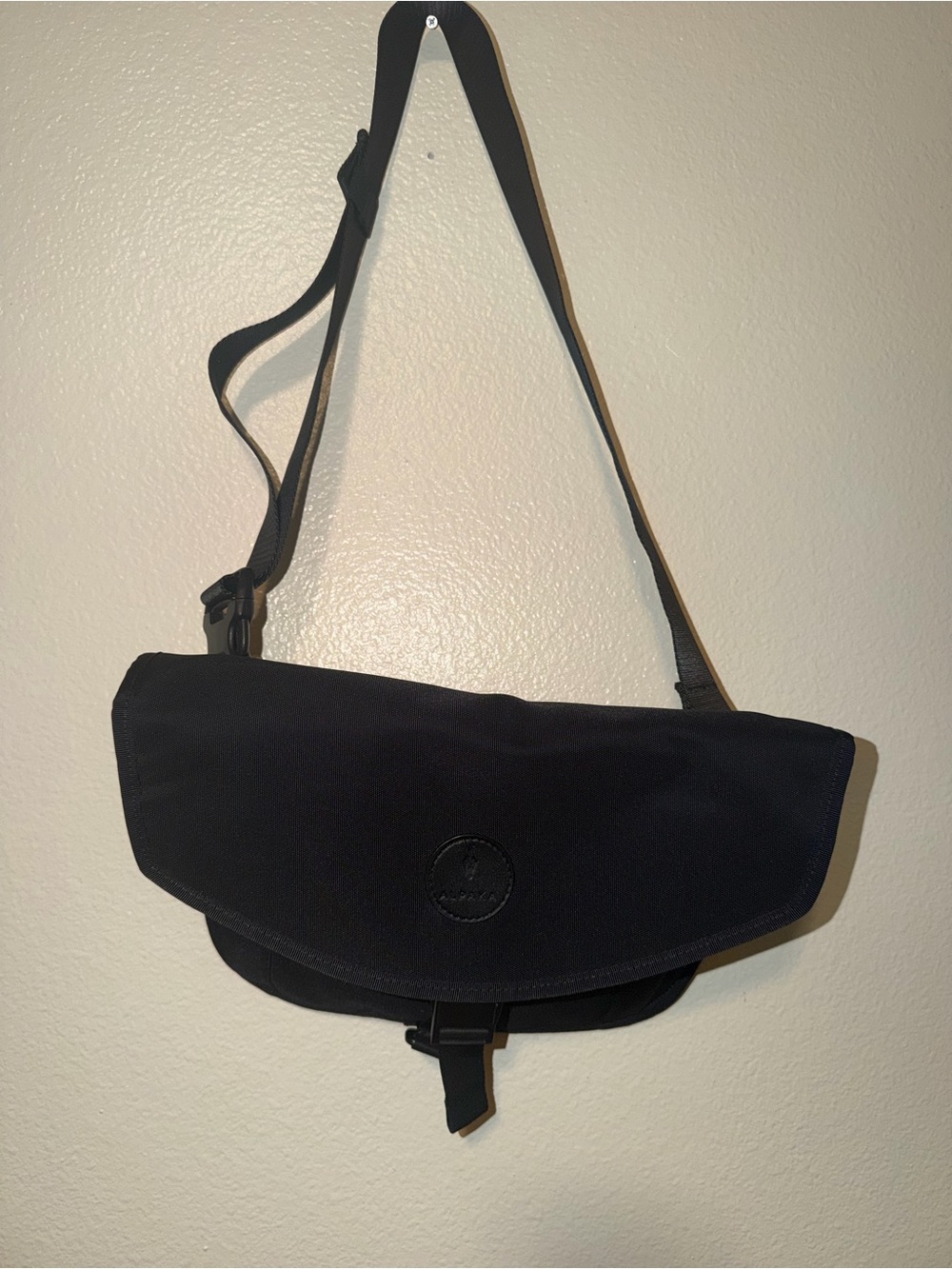 Black Messenger Crossbody Bag with Adjustable Strap